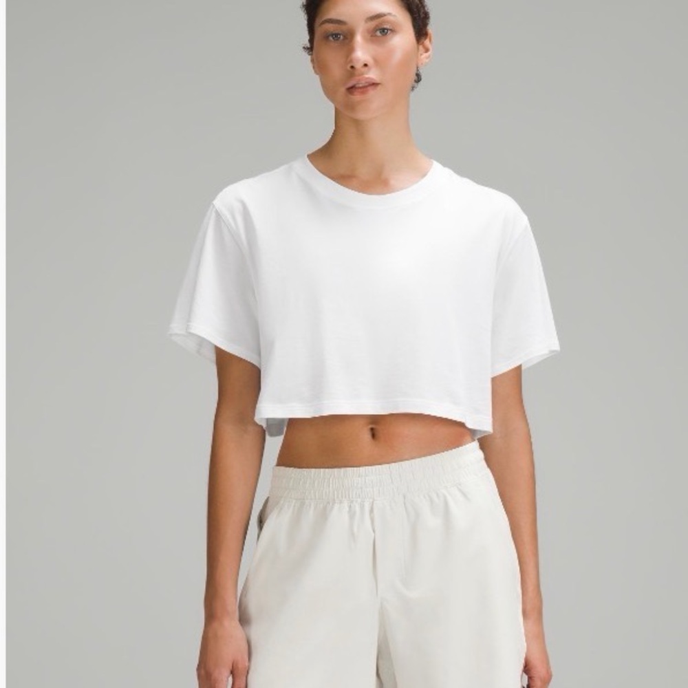lululemon athletica White Cropped Crew Tee